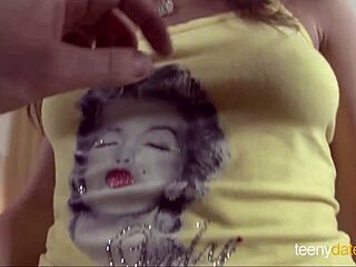 Blonde teen masturbates with monster cock fingering