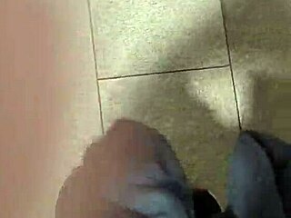 getting naked and feeling excited while masturbating in public toilet