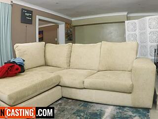 real busty ebony teen 18+ cutie interviewed at rough interracial casting