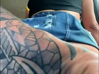 I humiliated the old milf by making her flash in the car during our Brazilian trip.