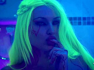 Rave Girl's Oiled Anal in Cyber Shower Costume.