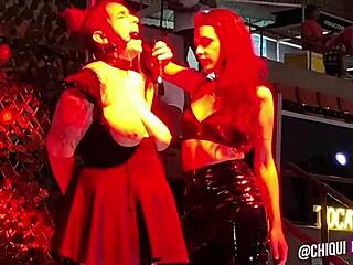 Fat spanish girl gets wax on stage