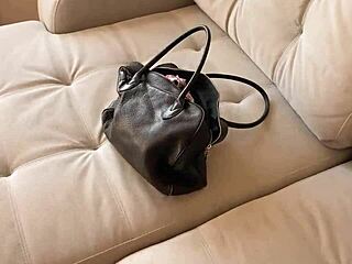 Stepsister jerks with panties and cums on tits