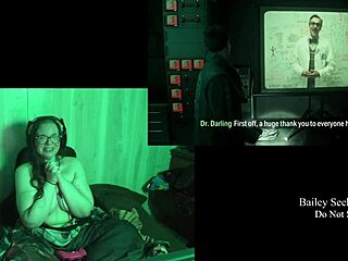 Naked brunette plays game at lake house