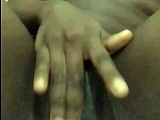 ebony babe with big ass masturbates solo in homemade amateur video.