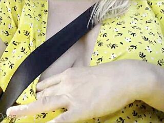 Wifey Flashes Her Perfect Tits In The Car