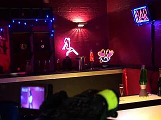 Rough double penetration at sex club 😩