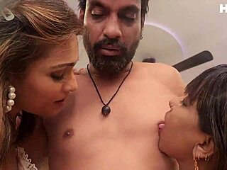 Brother Dominates Threesome with Hot Step Sisters in Rough Hindi Audio.