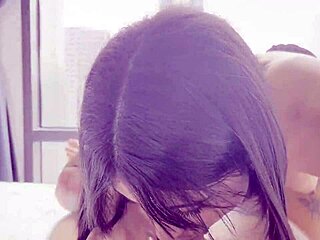 hot best friend, give me that blowjob in front of the window until cum in mouth!