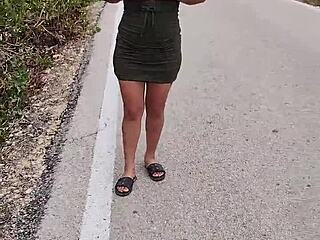 Slut Shows Ass and Tits on Mexican Highway 😏