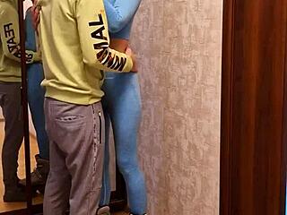 Girl next door fucks on roller skates in homemade video with athletic couple.