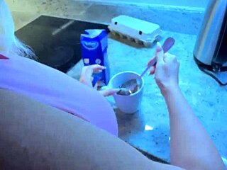 sexy alice blows boyfriend in kitchen huge cumload