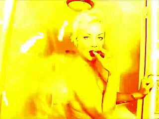 sexy babe performs a fiery striptease undressing slowly