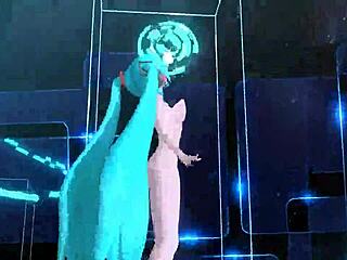 Hatsune miku in melt project diva with full nude mod showing her body.