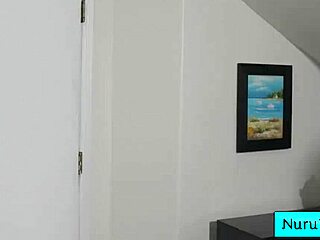 Curly teen brunette gives nuru massage to client derrick pierce