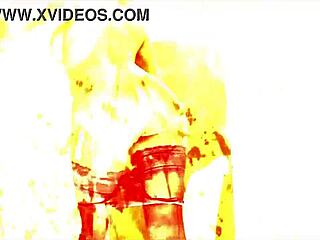 sexy babe performs a fiery striptease undressing slowly