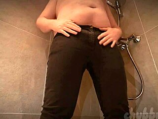 Chubbykaot Flashes And Spreading In Jeans Outdoors Publicly