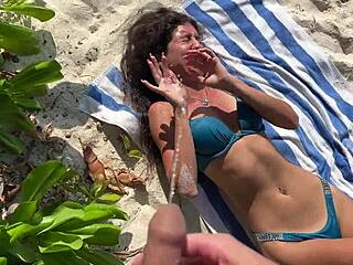 pissed on a cute girl at a public beach, her shocked face said it all in this wild pov encounter.