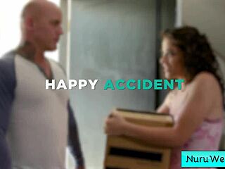 Curly teen brunette gives nuru massage to client derrick pierce