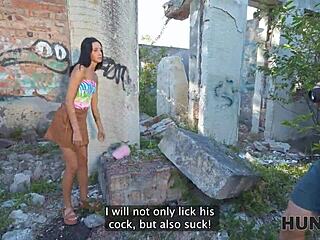 Slutty Brunette Enjoys Passionate Anal Fuck with Stranger