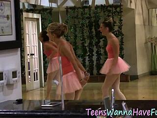 At The Party, A Teen Ballerina Licks Her Lesbian Partner With Fingering And Oral