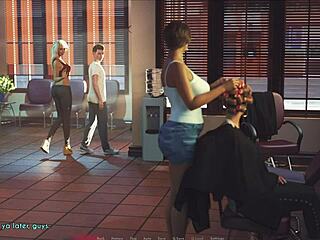 wife and stepmother explore suggestive hentai game with anime scenes