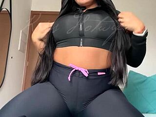 this hot black babe in leggings shakes her ass in pov for you.