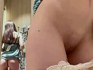 I got caught trying on a cute dress, showing my plump ass and big natural tits