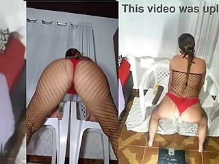 Slut In Bodysuit Undresses While Playing With Big Dildo And Red Panties In Full Video