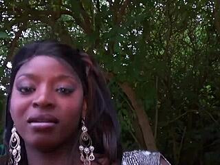 naughty british ebony babe, wanna suck a horny dogger dry on this wild outdoor walk?