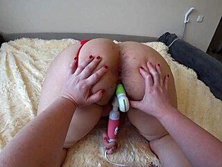 Girlfriend Uses Vibrator for Doggy Fucking Chubby BBW