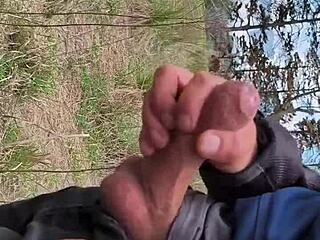 watch me masturbate outdoors with a big cock flash