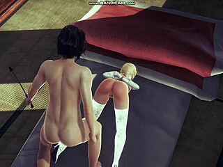 Honey Select 2: Blonde in White Lingerie Gets Whipped and Fucked in Videogame