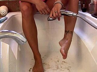 teasing with my feet in steamy bathtub