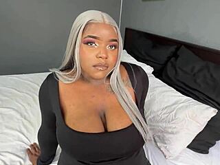 Hey, watch this thick ebony milf gag on white cock?