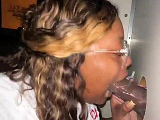 What’s hotter than an ebony BBW sucking a stranger’s huge black cock at a glory hole?