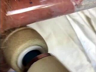 Vibrator leads to climax on soft cock