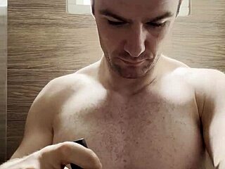 Bodybuilder Trims Sweaty Hairy Armpits And Chest After Gym