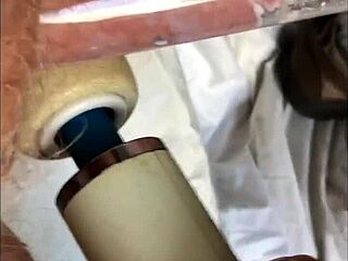 Vibrator leads to climax on soft cock