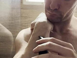 Bodybuilder Trims Sweaty Hairy Armpits And Chest After Gym