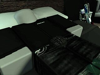 Roblox girl couldn't sleep, so she sucked her boyfriend's cock while he slept.