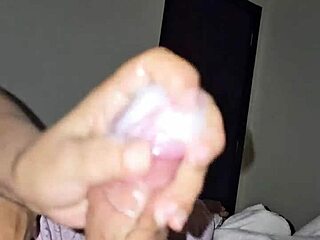 Relaxed tired woman masturbates big cock to please me