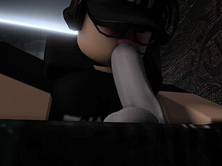 Roblox girl couldn't sleep, so she sucked her boyfriend's cock while he slept.