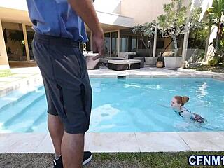 Cfnm redhead cum dumped!