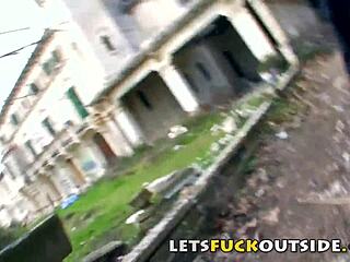 small brunette fucked hard at cemetery outdoors