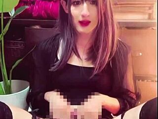 Beautiful Asian Shemale In Crossdressing Masturbates Quietly In Public Toilet