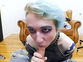 Petite Exotic Coed Raven Rubs Her Shaved Pussy And Sucks Cock For Cumshot