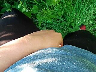 Mutual street masturbation with neighbor ends in synced climax