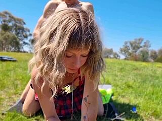 sexy milf rara gets pounded hard outdoors, slipping it just a little inside.