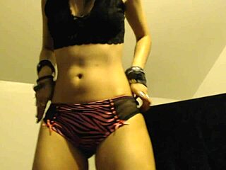 Teen goth girl shows off sexy new panties in striptease